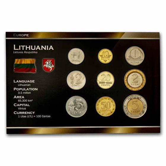 Lithuania Pre-Euro 9-Coin Set BU Lithuania Pre-Euro 9-Coin Set BU