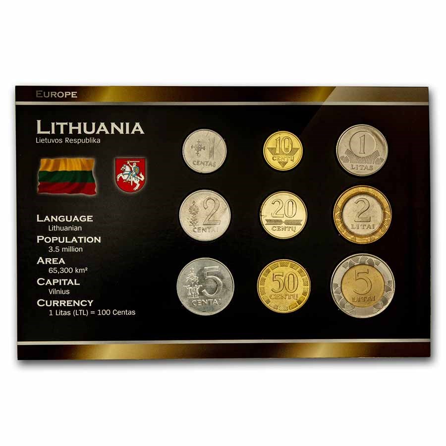 Lithuania Pre-Euro 9-Coin Set BU