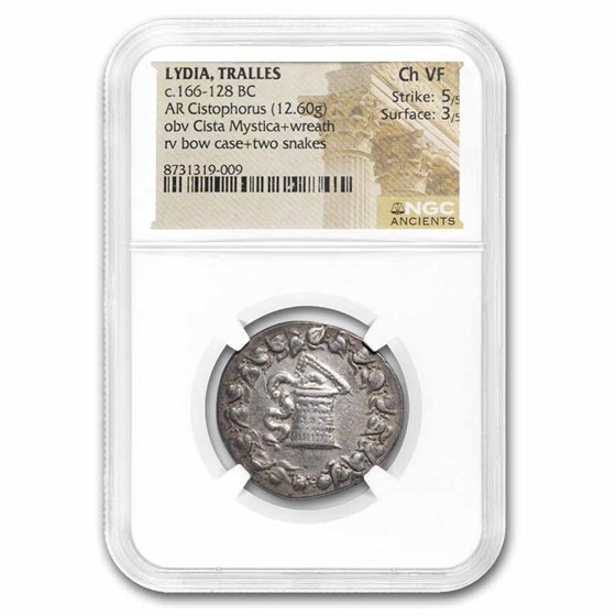 Lydia, Tralles Silver Cistophorus (166-128 BC) Ch VF NGC