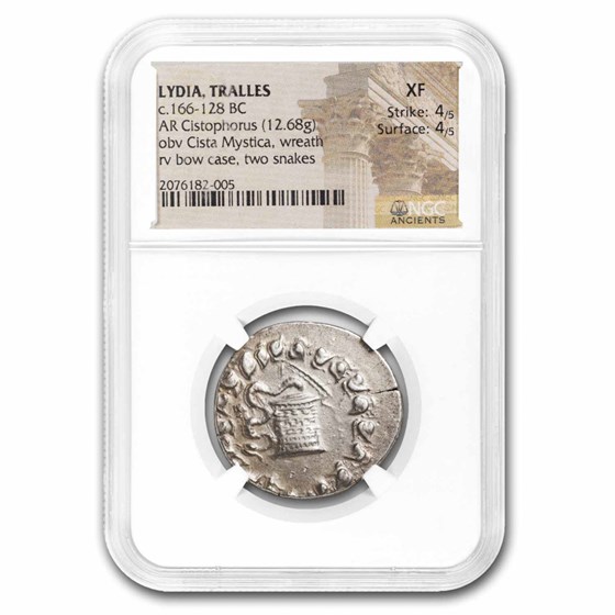 Lydia, Tralles Silver Cistophorus (166-128 BC) XF NGC