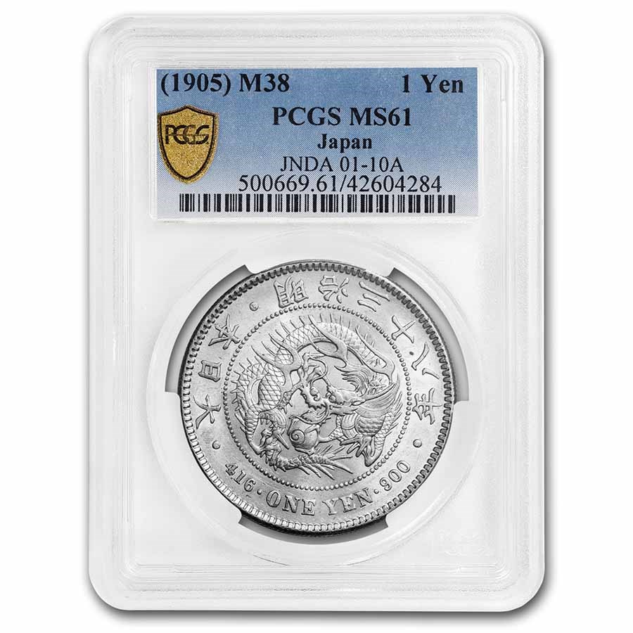M38 (1905) Japan 1 Yen Meiji Era MS-61 PCGS