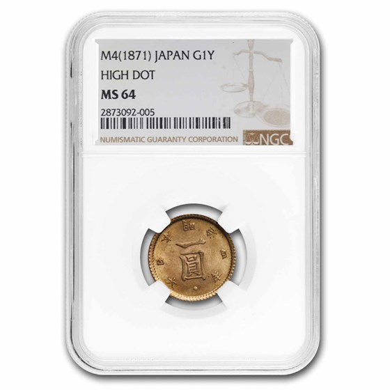 (M4) 1871 Japan Gold Yen MS-64 NGC (High Dot) (M4) 1871 Japan Gold Yen MS-64 NGC (High Dot)