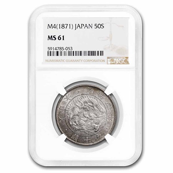 M4 (1871) Japan Silver 50 Sen MS-61 NGC M4 (1871) Japan Silver 50 Sen MS-61 NGC