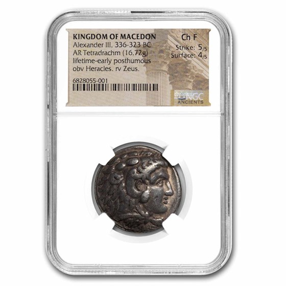 Macedon Alexander III Tetradrachm (336-323 BC) Ch Fine NGC Macedon Alexander III Tetradrachm (336-323 BC) Ch Fine NGC