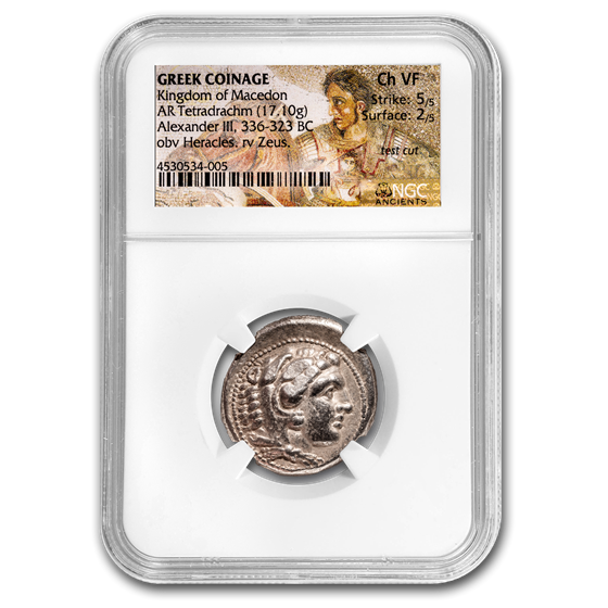 Macedon Alexander III Tetradrachm (336-323 BC) Ch VF NGC Macedon Alexander III Tetradrachm (336-323 BC) Ch VF NGC