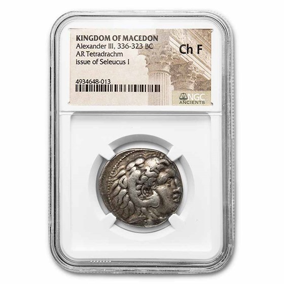 Macedon AR Tetradrachm Seleucus I (336-323 BC) Ch Fine NGC Macedon AR Tetradrachm Seleucus I (336-323 BC) Ch Fine NGC