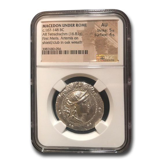Macedon Under Rome First Meris Tetradrachm (167-148 BC) AU NGC Macedon Under Rome First Meris Tetradrachm (167-148 BC) AU NGC