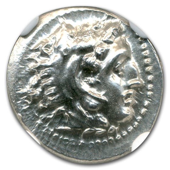 Macedonia AR Drachm Emperor Alexander III (336-323 BC) CH MS NGC Macedonia AR Drachm Emperor Alexander III (336-323 BC) CH MS NGC