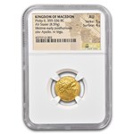 Macedonia Gold Stater of Philip II (359-336 BC) AU NGC (5/4)