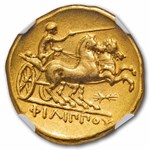 Macedonia Gold Stater of Philip II (359-336 BC) AU NGC FS (5/4)