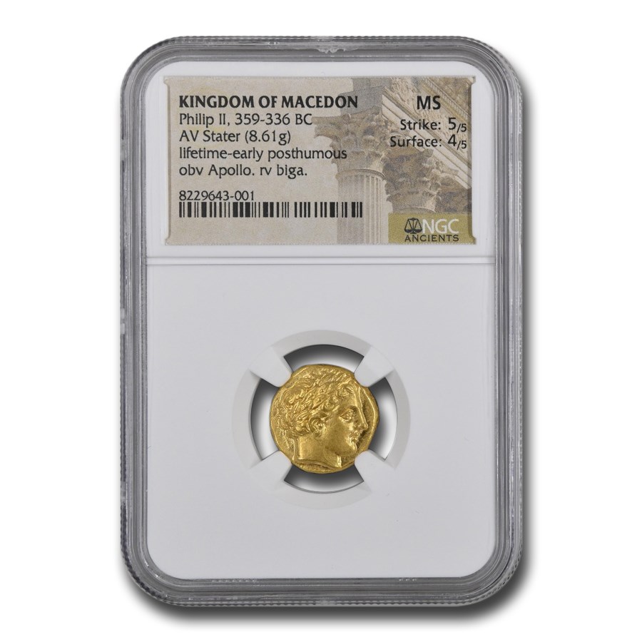 Macedonia Gold Stater of Philip II (359-336 BC) MS NGC (5/4)