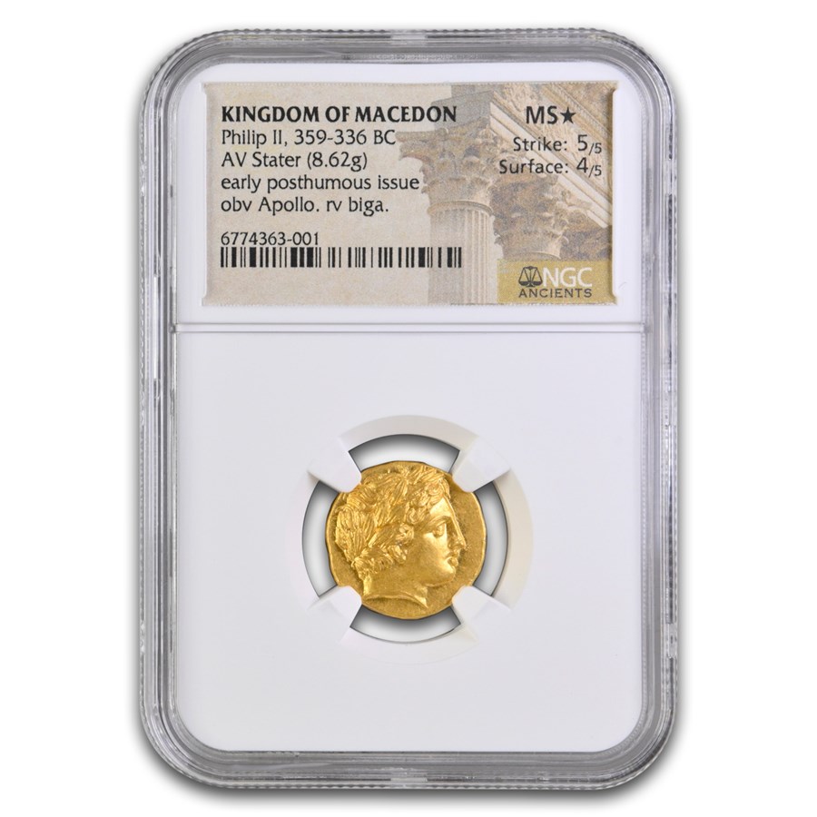 Macedonia Gold Stater of Philip II (359-336 BC) MS* NGC (5/4)