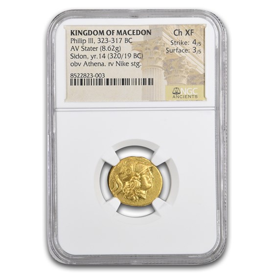 Macedonia Gold Stater Philip III (323-317 BC) Ch XF NGC (4/3)