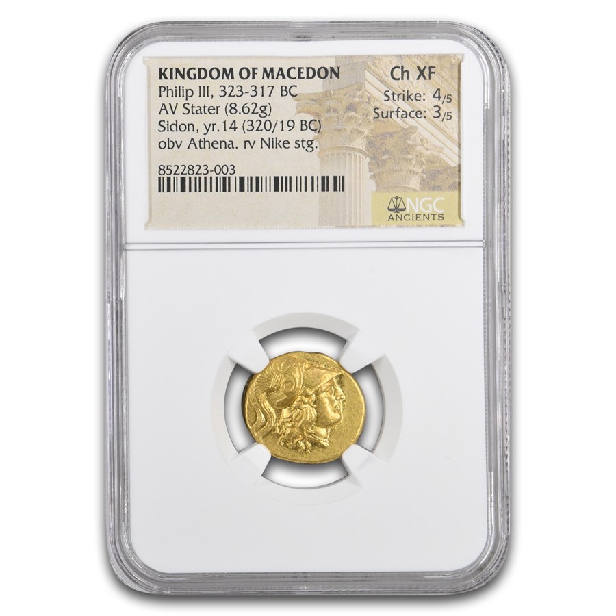 Macedonia Gold Stater Philip III (323-317 BC) Ch XF NGC (4/3)