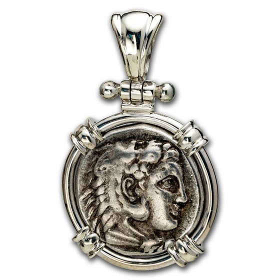 Macedonia Silver Drachm Alexander III (336-323 BC) Sterling Bezel Macedonia Silver Drachm Alexander III (336-323 BC) Sterling Bezel