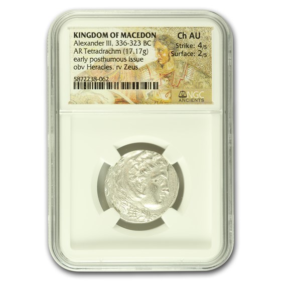 Macedonian AR Tetradrachm Alexander III (336-323 BC) CH AU NGC Macedonian AR Tetradrachm Alexander III (336-323 BC) CH AU NGC