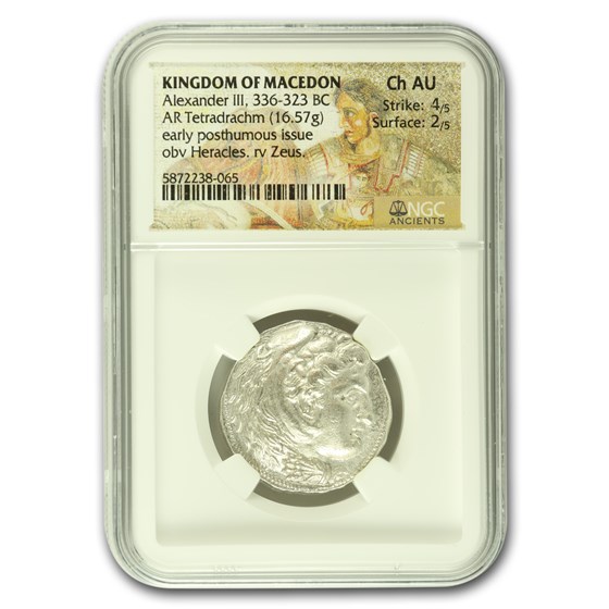 Macedonian AR Tetradrachm Alexander III (336-323 BC) CH AU NGC Macedonian AR Tetradrachm Alexander III (336-323 BC) CH AU NGC