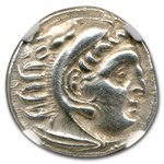 Macedonian Silver Drachm Alexander III (336-323 BC) AU NGC