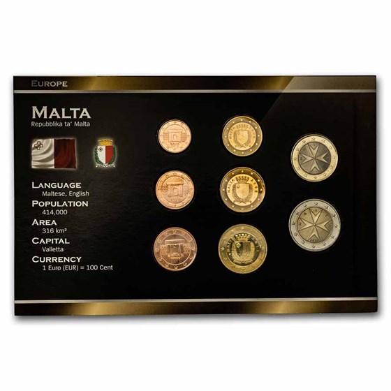 Malta 1 Cent-2 Euro 8-Coin Euro Set BU