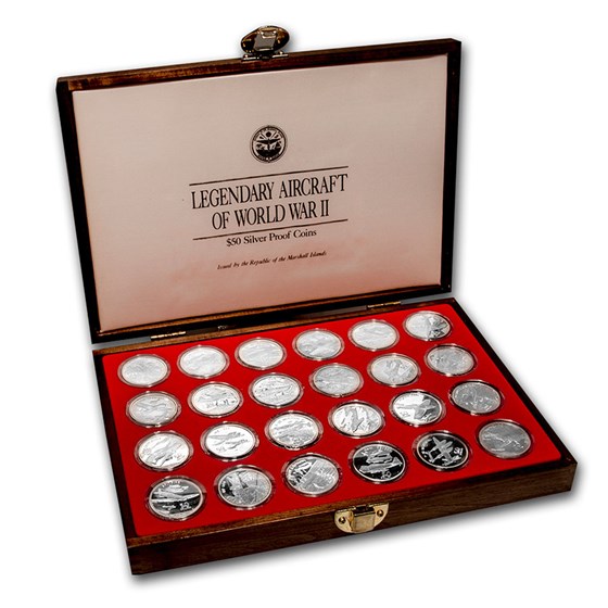 Marshall Islands 24-Pc Silver Legendary Aircraft of World War II