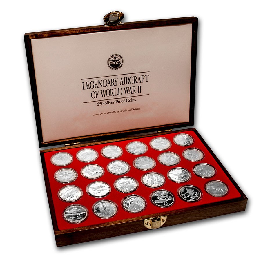 Marshall Islands 24-Pc Silver Legendary Aircraft of World War II