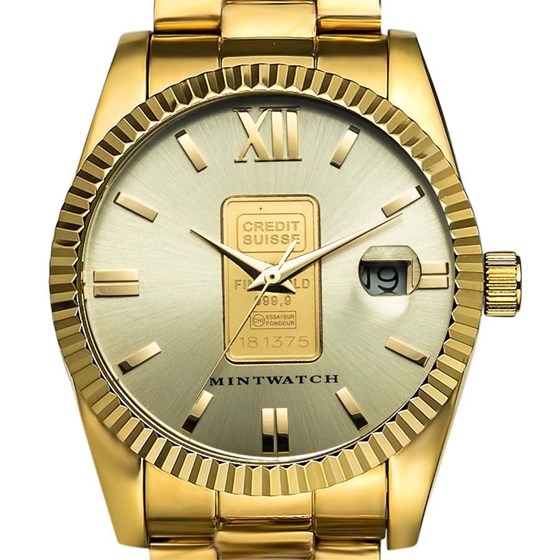 Men's 1 gram Gold Credit Suisse Gold Bracelet Watch