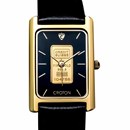 Men's 1 gram Gold Credit Suisse Grain Leather Band Watch (Black)