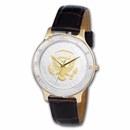 Men's Gilded President Seal Two-Tone Watch With Leather Band