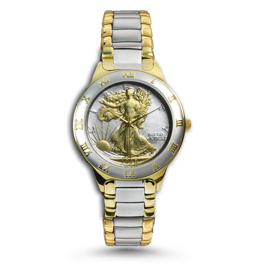 Men's Walking Liberty Half Dollar Two-Tone Watch