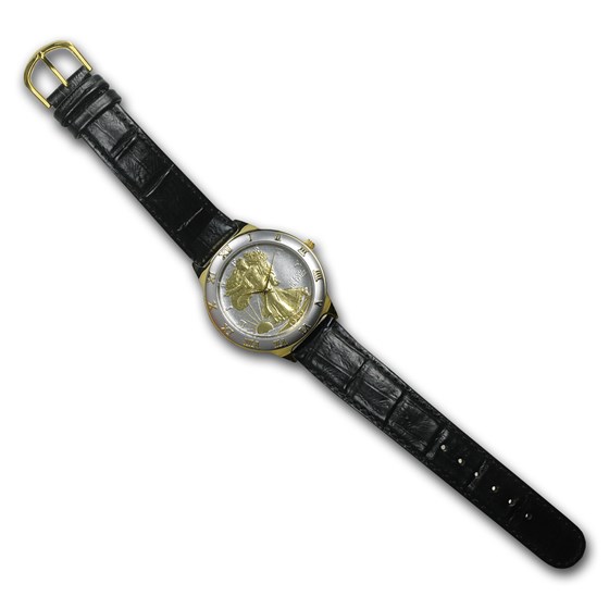 Men's Walking Liberty Half Dollar Watch - Black Leather Strap Men's Walking Liberty Half Dollar Watch - Black Leather Strap