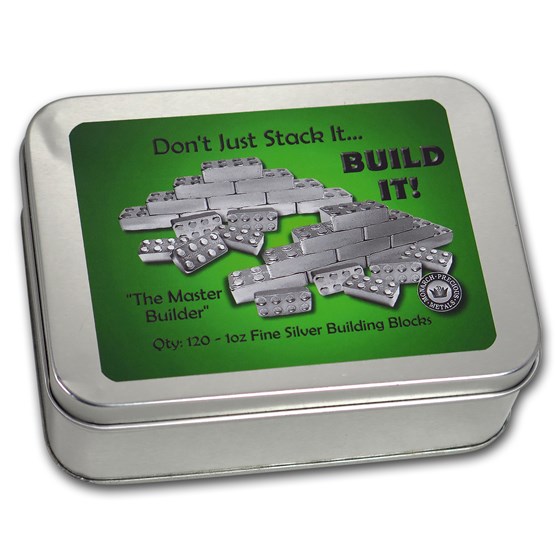 Buy Metal Tin - Silver Building Block Bars - 120-Piece Master Builder ...