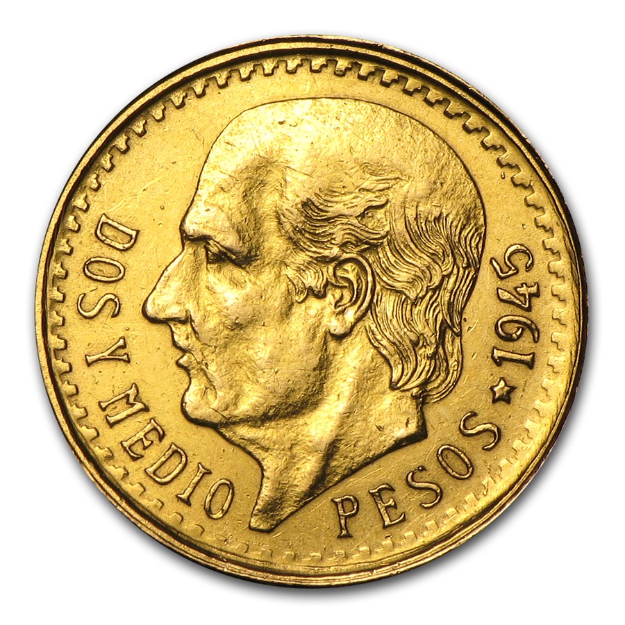 Mexican Gold 2 1/2 Pesos (Abrasions)