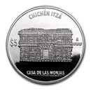 Mexico 1 oz Proof Silver 5 Pesos Casa de las Monjas (The Nunnery)