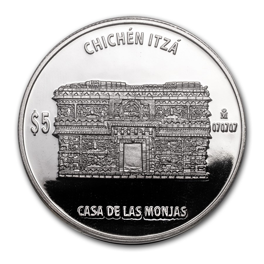 Mexico 1 oz Proof Silver 5 Pesos Casa de las Monjas (The Nunnery)