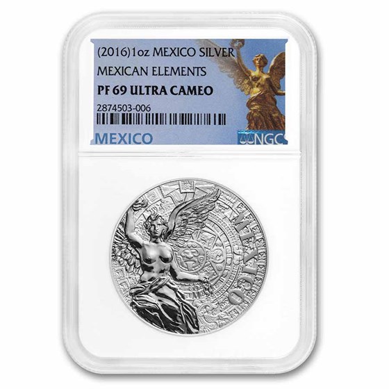 Mexico 1 oz Silver Medal Mexican Elements PF-69 NGC