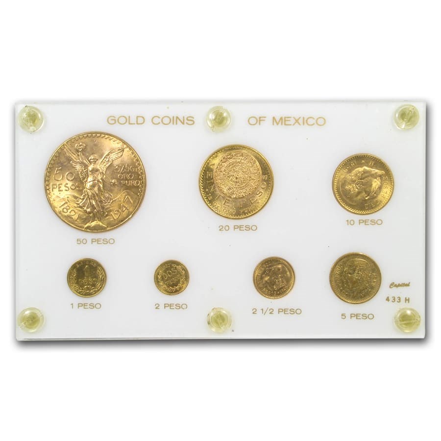 Mexico 7-Coin Gold Pesos Type Set BU