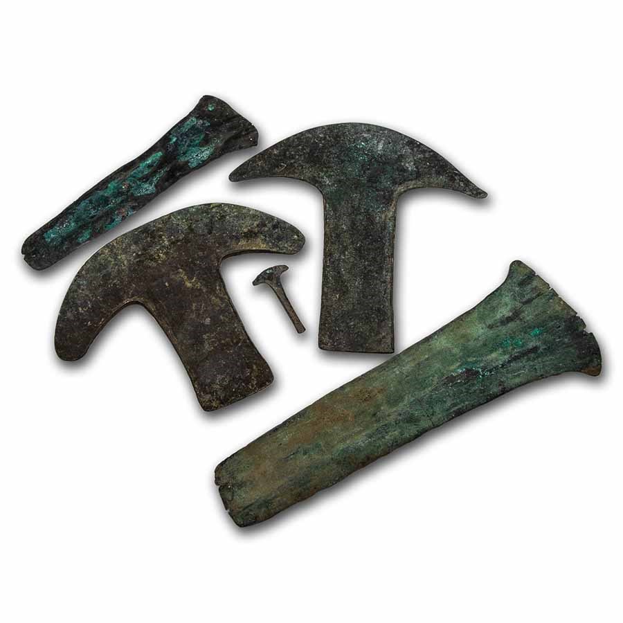 Mexico-Aztec Bronze Axe Monies from Pre Columbia (5 Pieces)