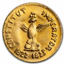 Mexico Mini Gold 1/50 Oz Ituburde Medal BU