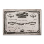 Missouri, Kansas and Texas Extension Railway Company Stock Cert