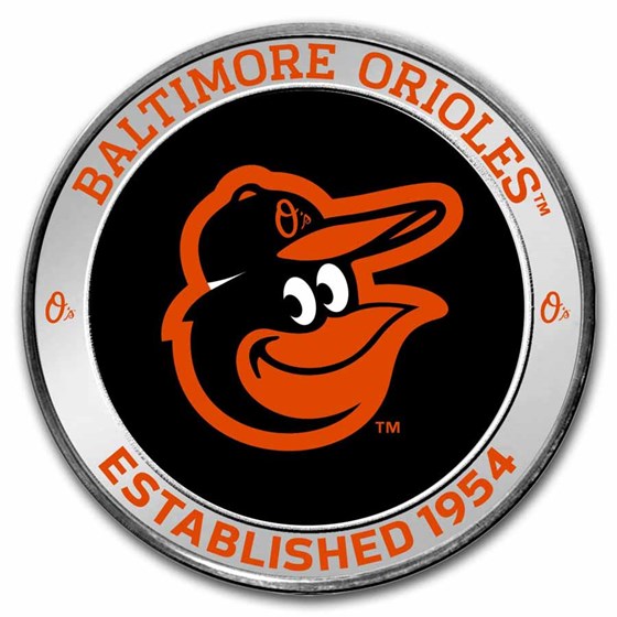 MLB Baltimore Orioles 1 oz Silver Colorized Round (w/ Box)
