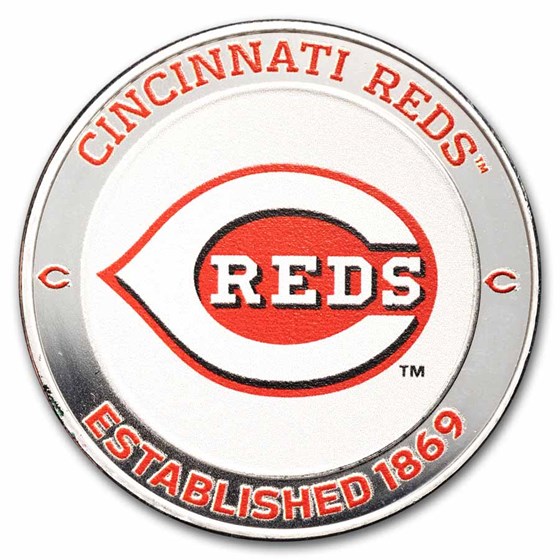 MLB Cincinnati Reds 1 oz Silver Colorized Round (w/ Box)