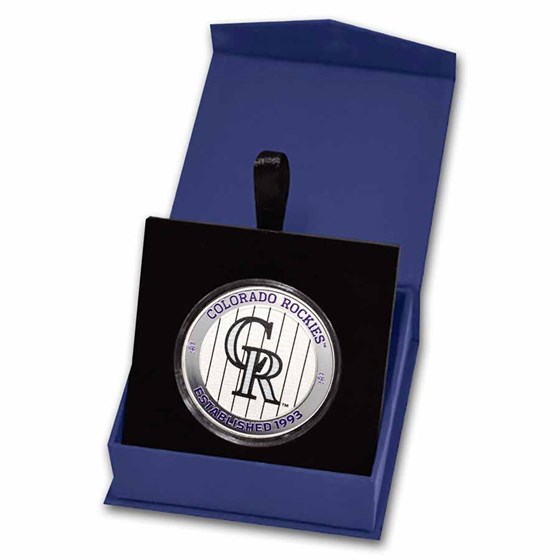 MLB Colorado Rockies 1 oz Silver Colorized Round (w/ Box) MLB Colorado Rockies 1 oz Silver Colorized Round (w/ Box)