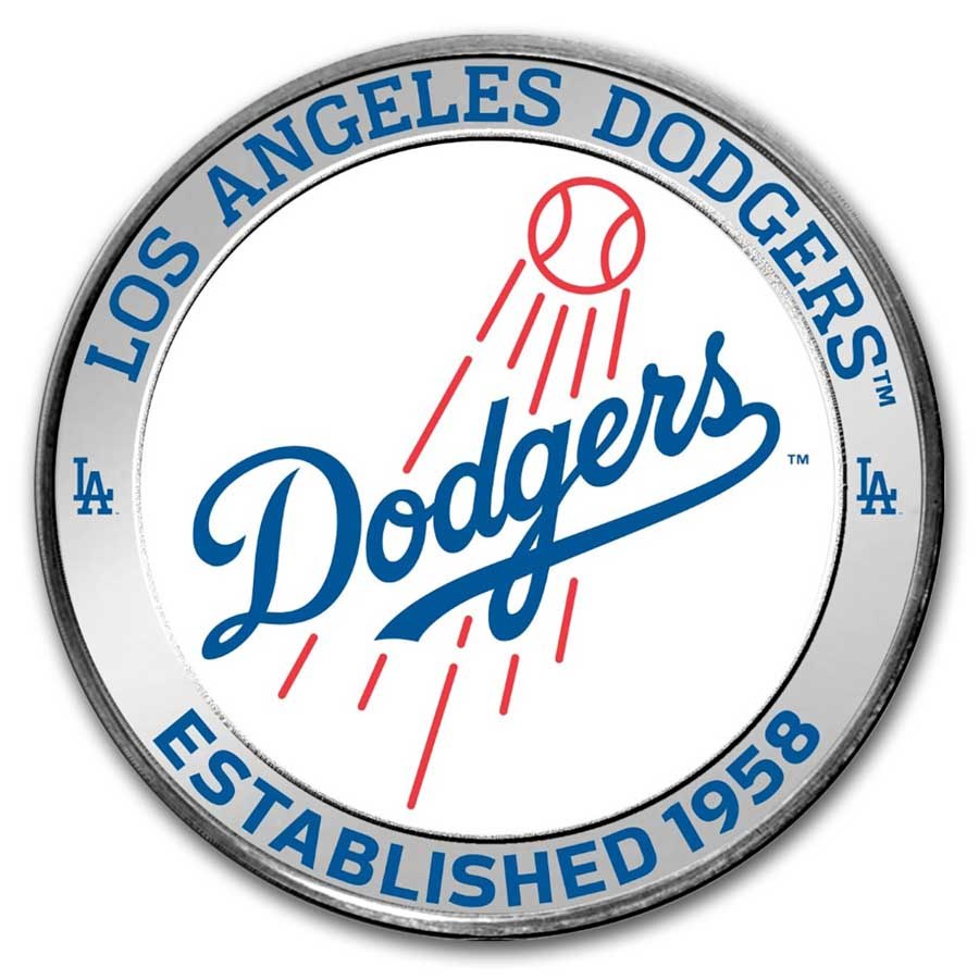 MLB Los Angeles Dodgers 1 oz Silver Colorized Round (w/ Box)