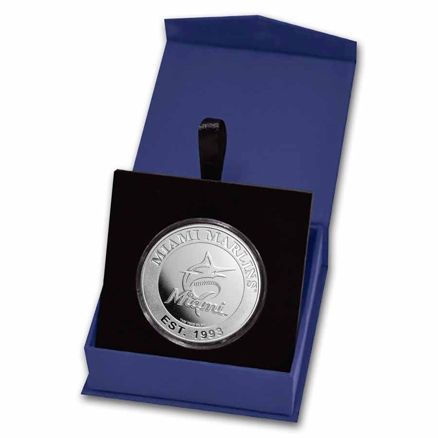 MLB Miami Marlins 1 oz Silver Round (w/Box)