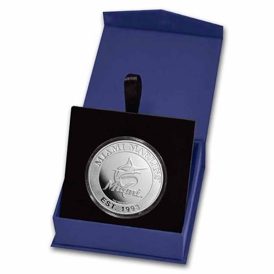 MLB Miami Marlins 1 oz Silver Round (w/Box) MLB Miami Marlins 1 oz Silver Round (w/Box)