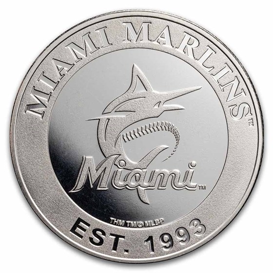 MLB Miami Marlins 1 oz Silver Round MLB Miami Marlins 1 oz Silver Round