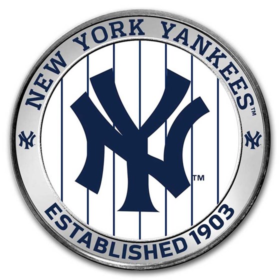 MLB New York Yankees 1 oz Silver Colorized Round (w/ Box)