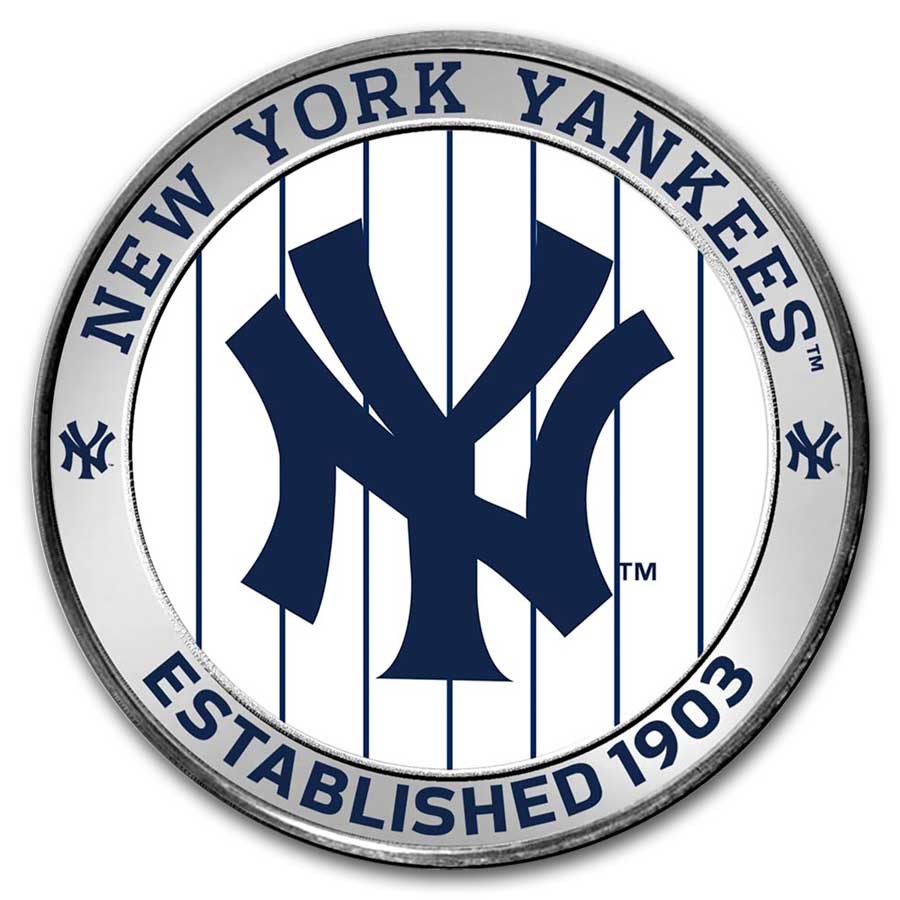 MLB New York Yankees 1 oz Silver Colorized Round (w/ Box)