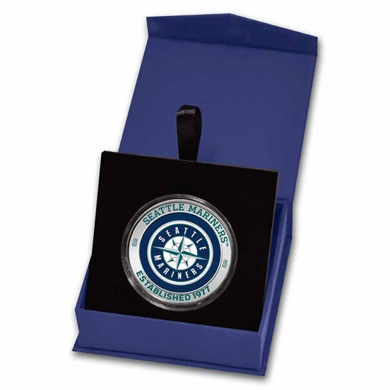 MLB Seattle Mariners 1 oz Silver Colorized Round (w/ Box) MLB Seattle Mariners 1 oz Silver Colorized Round (w/ Box)