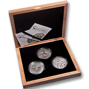 Mongolia 3-Coin Gulo Gulo, Ural Owl, Hedgehog Endangered Set